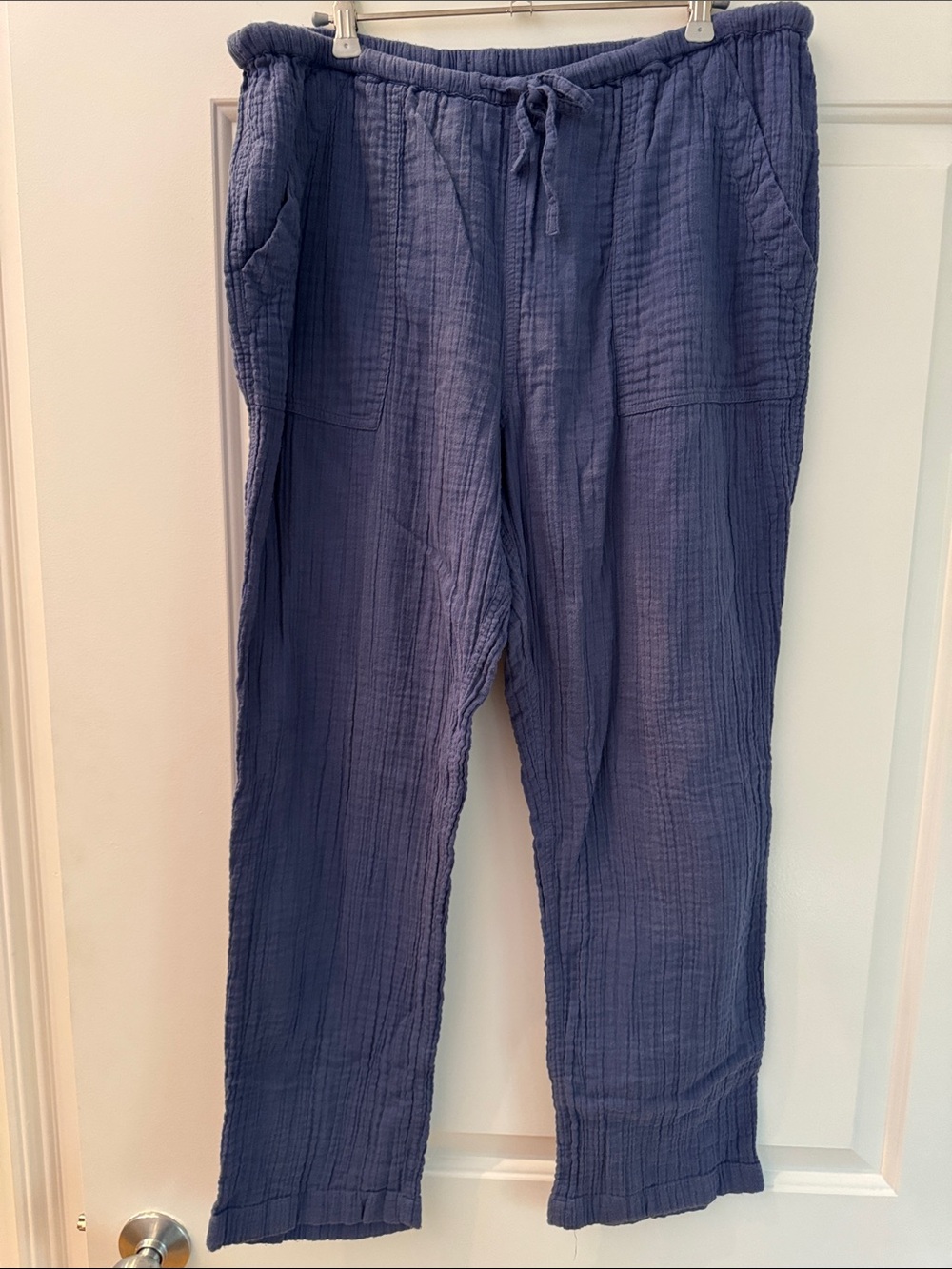 Mara Hoffman Navy Drawstring Cotton Gauze Joggers